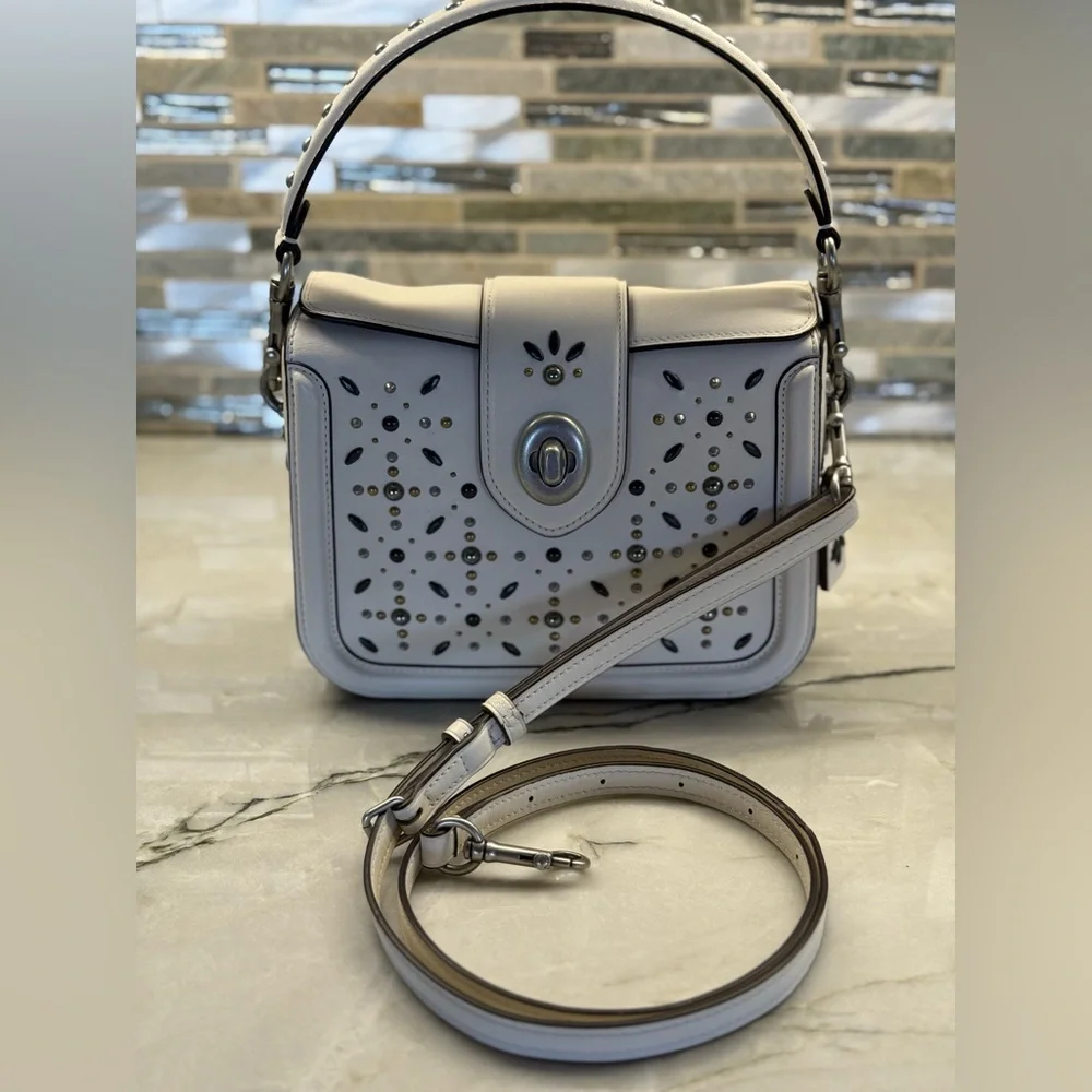 Coach White Studded Crossbody Bag - Picture 2 of 16